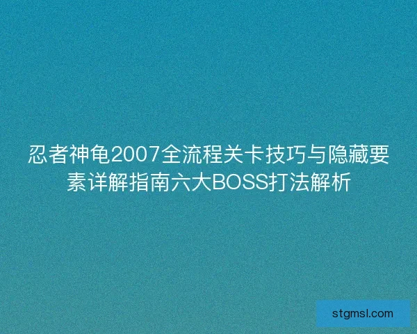 忍者神龟2007全流程关卡技巧与隐藏要素详解指南六大BOSS打法解析