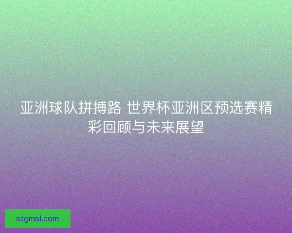 亚洲球队拼搏路 世界杯亚洲区预选赛精彩回顾与未来展望